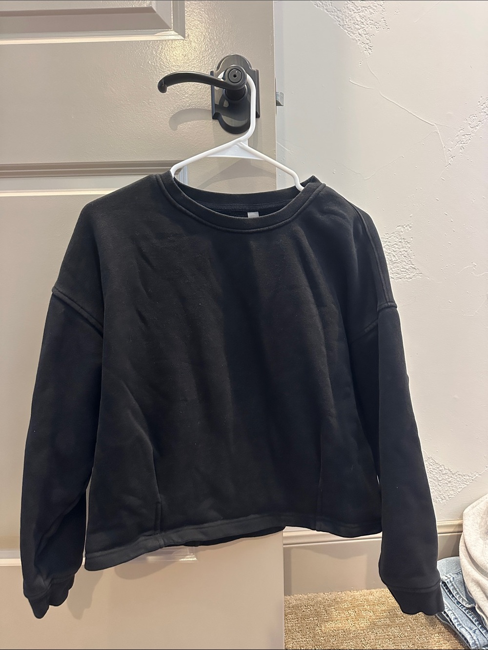 Mono B Black Crewneck Tee with Orange Logo Tag